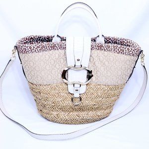 GUESS Handbag Straw & Animal Print
